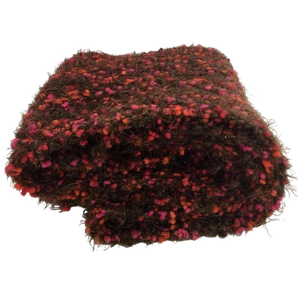 Cejon Knit Scarf 63" Pink Berries Soft Plush Sparkly Silver Thread Stretch Warm - Picture 3 of 5